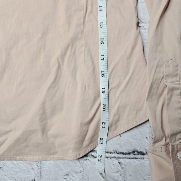 Theory Cotton Blend Pale Blush Pink Button Up V Neck Collared Blouse Size P - Picture 9 of 10
